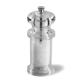 COLE & MASON 505 Salt Grinder - Clear Acrylic Mill Includes Precision Mechanism and Premium Sea Salt