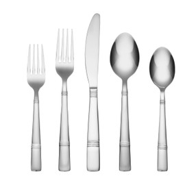 Cambridge 3194K7CSLG31 Braylen Mirror 62-Piece Flatware Set With Oak Buffet