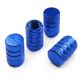 Pitlane Performance® Aluminium Valve Caps, Pack of 4 Valve Covers, Aluminium Car Tyre Valve Caps, Schrader Valve Caps for Car, SUV, Motorcycle, Bicycle (Blue, Comfort)
