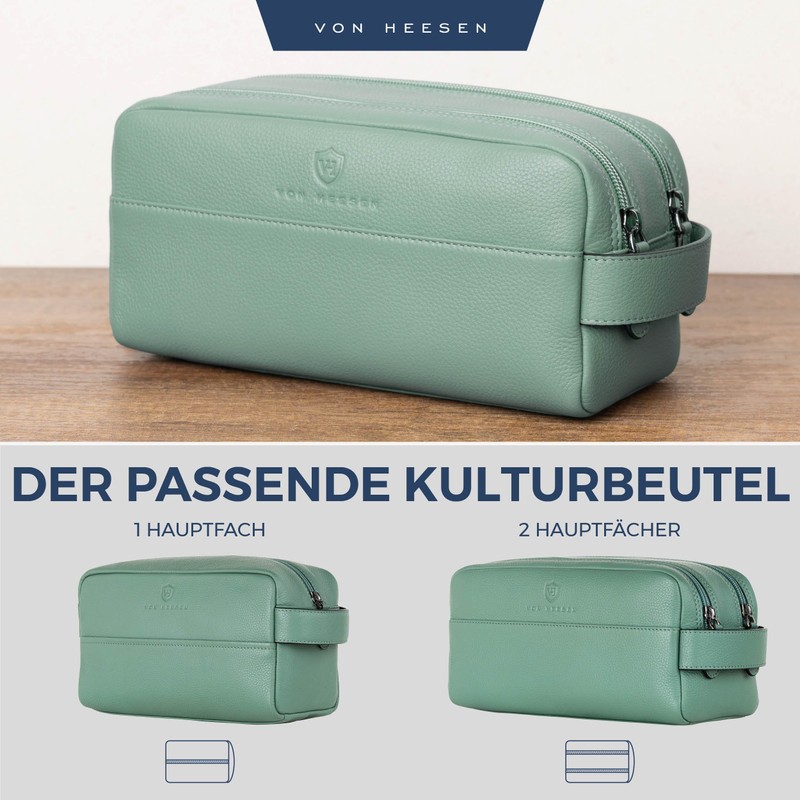 VON HEESEN Toiletry Bag Leather Toiletry Bag for Men and
