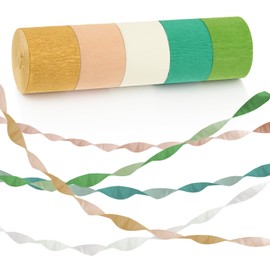 Lnngub 5 Rollen Krepppapier Grün, 5 Farben Krepppapier Luftschlangen 45 mm x 25 m Luftschlangen Grün für Boho Hochzeitsdekorationen, Partydekorationen, Geburtstagsdeko