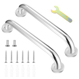 2pcs Shower Grab Rails for Bathroom Door Handles,12" Bathroom Grab Bar Rail for Disabled, Safety Shower Handles Toilet Hand Rails for Elderly,Stainless Steel Non-Slip Bathtub Grab Handles for Shower