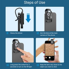 AIXXCUVQ Universal Compatible Microscope Lens For Smartphone Cameras Suitable For 98 Of Smartphones With Universal Clips ABS, Black standard