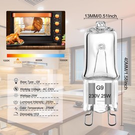 VINBE G9 Halogen Bulb T4 25W JCD Dual Pin 250lm 230V Dimmable, 2700K Warm White, Used for Chandelier, Cabinet Lights, Landscape Lights, Wall Lights (Pack of 10)
