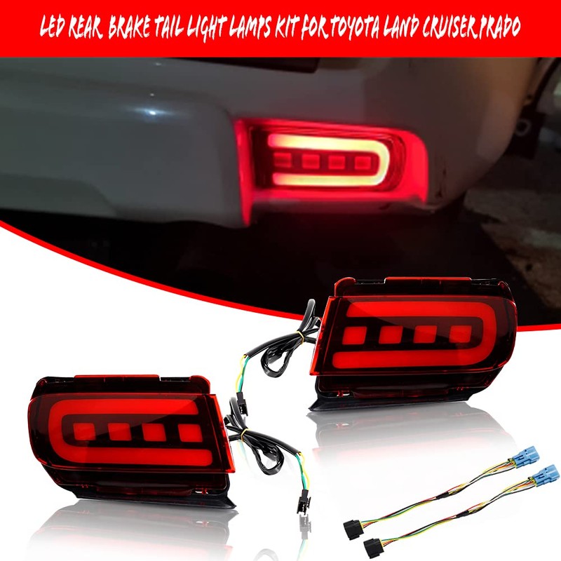 GTINTHEBOX 3D Optic Red LED Rear Bumper Reflectors Brake Tail