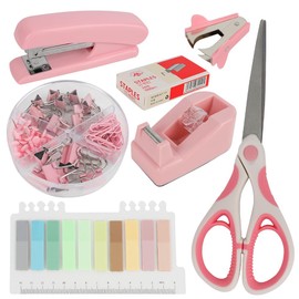 Office Supplies, Desk Storage and Accessories, Stapler and Tape Dispenser Set, 1000 Clips, Long Tail Clips, Paper Clips, Staple Remover for Classroom, Home, Desk or Exe