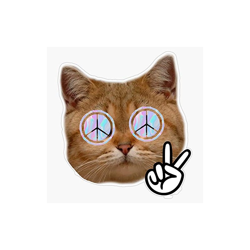 Peace Kitty Waterproof Vinyl Window Bumper Sticker Decal 5"