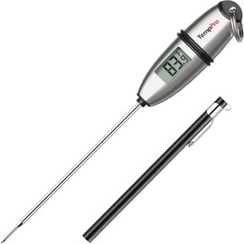 TempPro TP-02S Termómetro de carne de lectura instantánea digital para cocinar alimentos con sonda súper larga para parrilla, dulces, cocina,...      