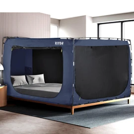 RIYDH Bed Tent Bed Canopy Queen Size Tents for Adult and Kids- Original Design Portable Dream Tent Indoor Sleeping Tents 80% Blackout with 3 Doors Breathable Big Space Tents