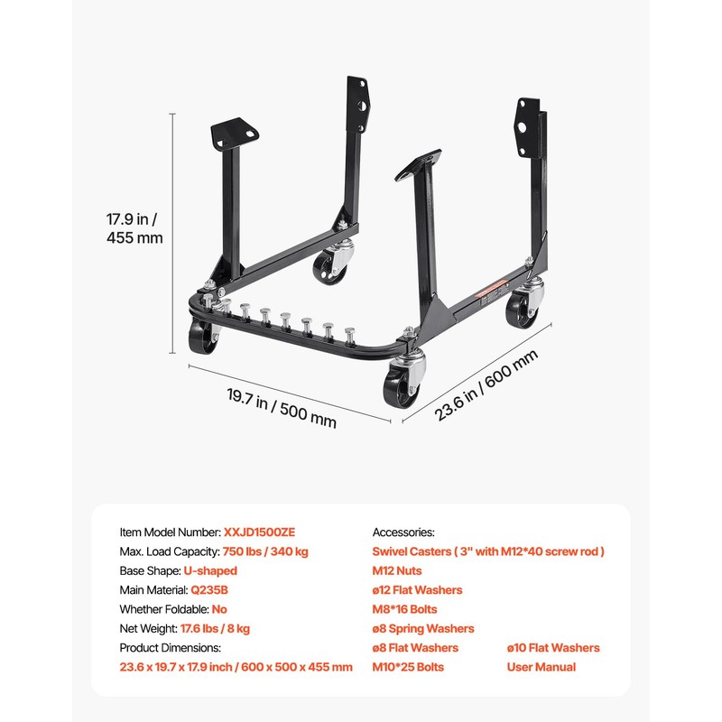 VEVOR Engine Stand, 750 LBS Load Capacity Engine Motor Stand,
