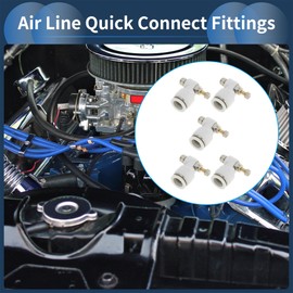 INFINAUTO Push to Connect Air Fittings 1/2" 90 Degree Air Flow Control Valve Plastic Metal 1/8"BSPT 5 Pcs White Silver Tone