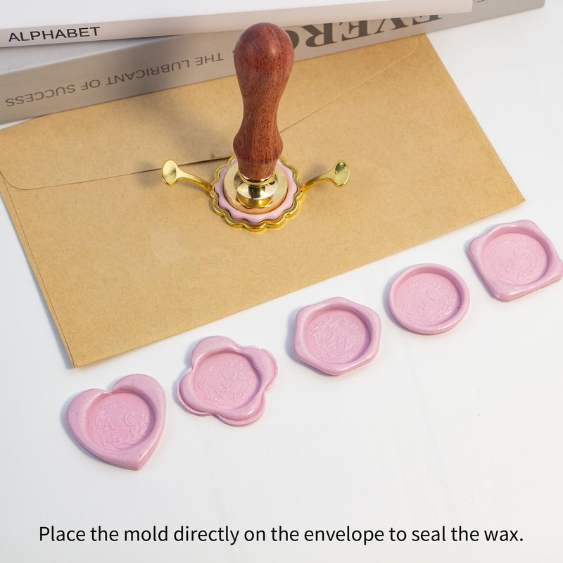 krastmon Metal Petal Shaped Wax Seal Stamp Mold with Silicone