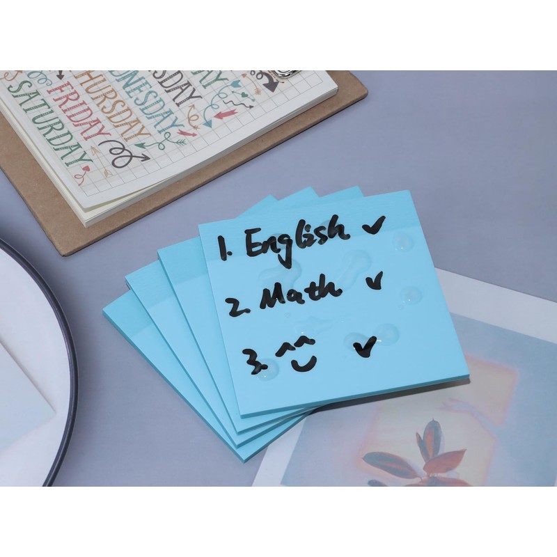 ONLYKXY 4 Pack Transparent Sticky Notes 3x3in Waterproof Self-Stick Book