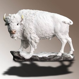 10.75 Inch Large Bison Standing Decorative Statue Figurine, White