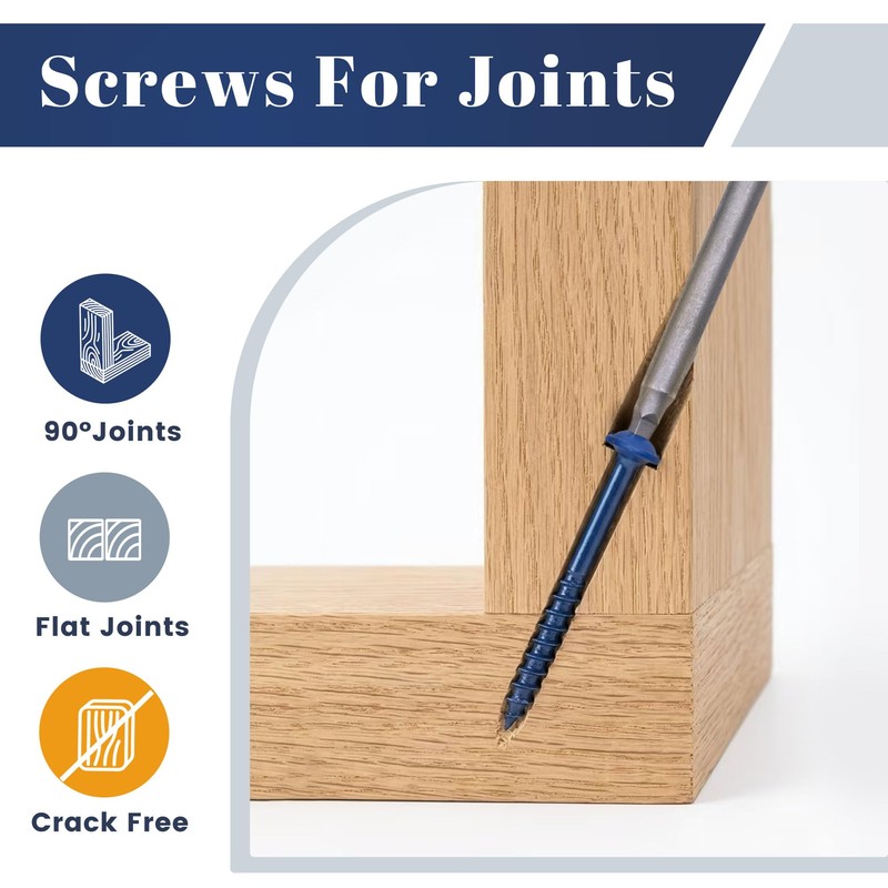 Mellewell #8 x 1-1/4" Blue Coated Pocket Hole Screws, Square