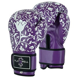 Playwell Beginners Range: Ladies, Girls Boxing Sparring Fight Gloves Purple Flower Series (8oz)