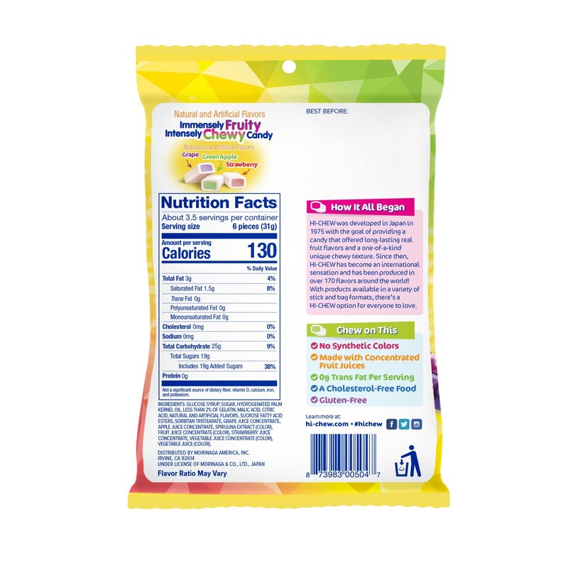 HI-CHEW Original Mix, Pack of 6 Bags, 3.53oz each |