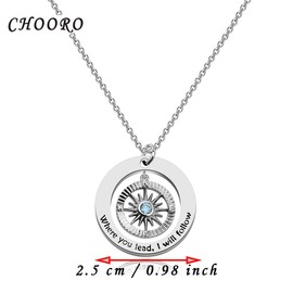 CHOORO Mother Daughter Jewelry Where You Lead I Will Follow Compass Pendant Necklace Gift for Mother and Daughter (Where You Lead necklace)