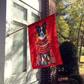 Caroline's Treasures Border Collie Holiday Christmas House Flag Large Porch Sleeve Pole Decorative Outside Yard Banner Artwork Wall Hanging, Polyester, House Size, Multicolor