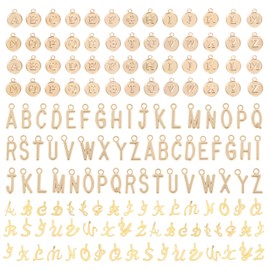 Xthrotsenk 156 Pcs/6 Sets Gold Letter Metal Charms Letter Charms Mixed Alphabet Charms 3 Styles Capital A-Z Charms with 200 Pcs Open Jump Rings for DIY Bracelet Necklace Jewelry Making Crafting