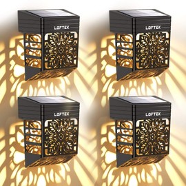 LOFTEK Solar Deck Lights, 4 Pack Solar Fence Lights, Outdoor Garden Decorative Light, Dusk to Dawn, Waterproof, Fence Post Light for Railing, Patio, Backyard, Stair, Step, Camping, Warm White