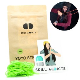 SkillAddicts Yoyo Strings - Green 10 Pack (Works with Any Yo-Yo, Allen Tricks and Levels, Includes a Set of Yo-Yo Stickers and Yo-Yo Tricks Learning App)