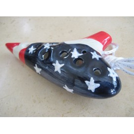 Utopia the Stars and Strips patriotic ceramic Ocarina Soprano G - Easy to play Good for beginners
