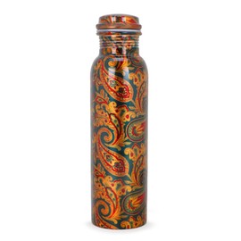 S S IMPEX Copper Water Bottle Ayurvedic Natural Travel Container for Healthy Drinking Water 900ml (Dark Rajasthani)