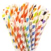 100PCS Biodegradable Paper Straws, Assorted Rainbow Colors Striped, 10 Colors