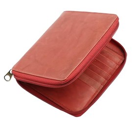 AG Wallets RFID Zipper Wallet - Slim Wallet Made of Soft Cowhide Leather - European Style Card Holder Bifold Wallet with 1 ID Window, 2 Large Bill Compartments, 12 Credit Card Slots - Burgundy