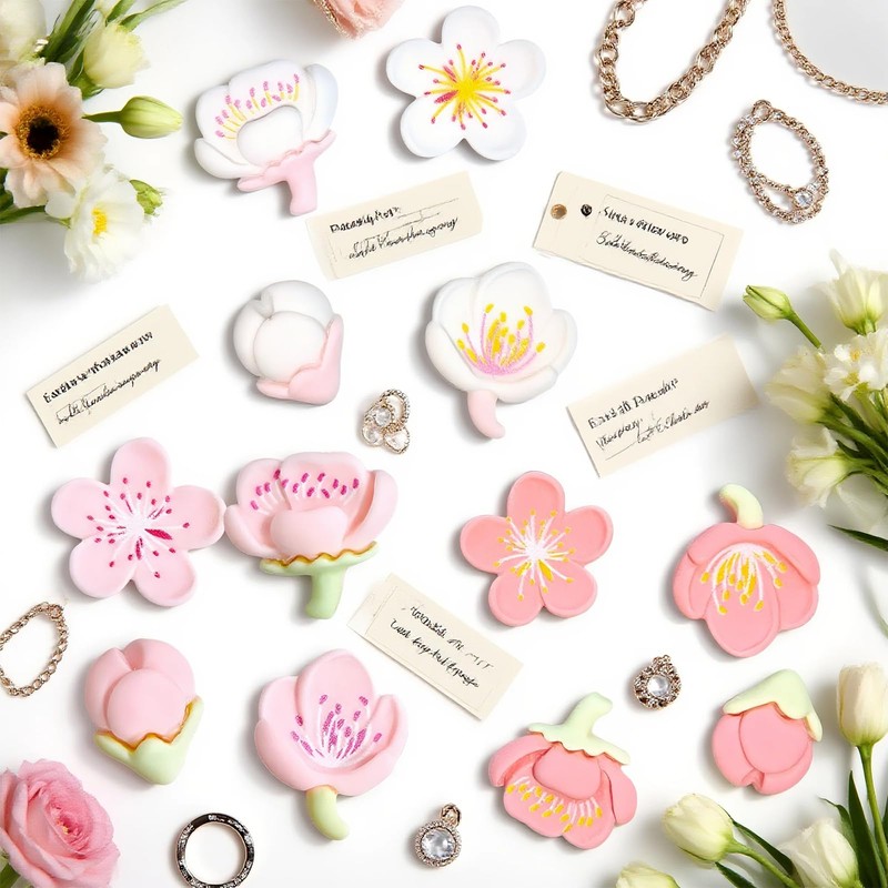 Small 3D Flower Fridge Magnets, 12 Pcs Cute Fridge Magnets