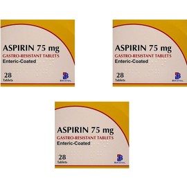 84 ASP-in ENTERIC Coated Film 75MG TAB Fast Acting Effective Reilf of Pain Reduces Inflamation & Temp X3 28 TABS - (Brand May Vary)