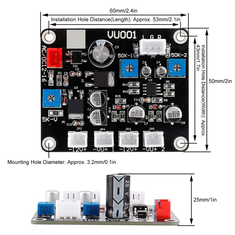 TS-DB45-Q 2Pcs Power Amplifier DB Meter Backlight Audio Level Tester