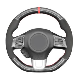 MEWANT Carbon Fiber Steering Wheel Cover for Subaru WRX (STI) 2015-2019 / Levorg 2015-2019/ Made of Bright Carbon Fiber and Suede/WRX Steering Wheel Cover