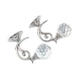 Tiardey 2 PCS Clear Crystal Curtain Holdbacks Wall Mounted Tassel Curtain Tieback Hook Drapery Tiebacks Hook Clothes Coat Hat Towel Hanger (Silver)