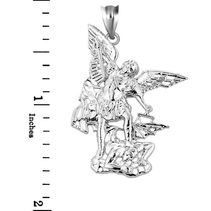 FDJ Medium Sterling Silver St. Michael vs Devil Pendant