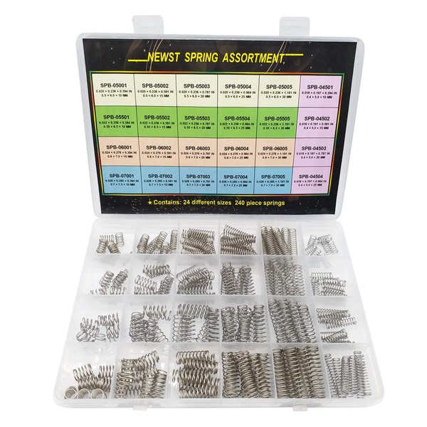 Compression Springs NEWST Spring Assortment Kit | 24 Different Sizes