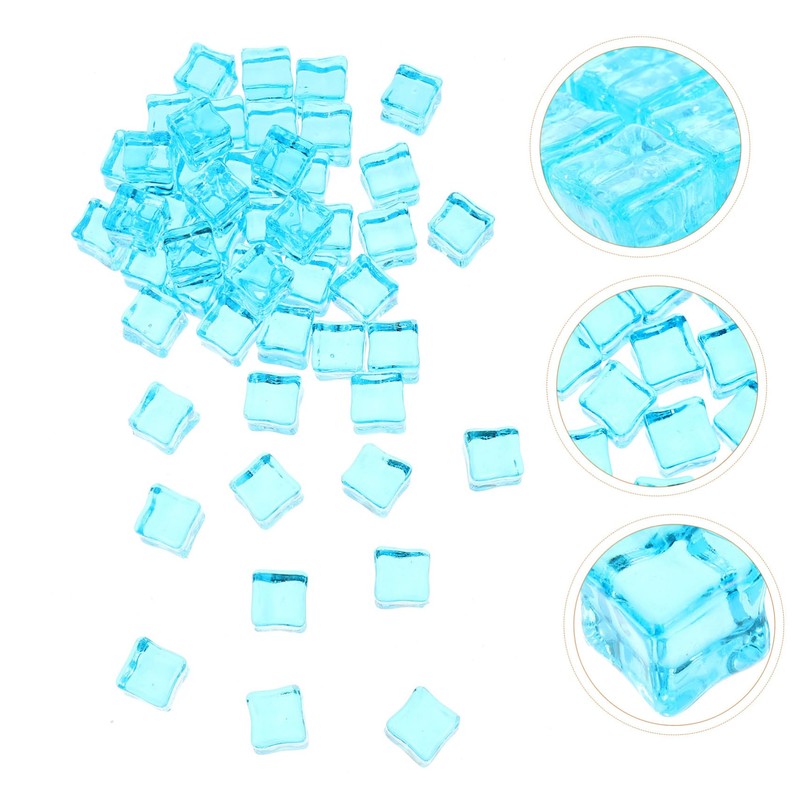 Totority Decorative Ice Cubes 50pcs Square Crystal Fish Tank Decor