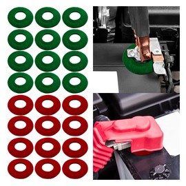 12PCS Battery Terminal Washer Pad, Anti Corrosion Washers, Fiber Washers Battery Top & Side Terminal Protector (12Pair Redgreen)