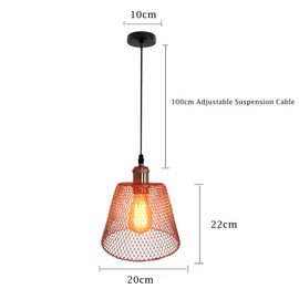 KRUIHAN Modern Vintage Pendant Light Cage Hanging Ceiling Lamp E27 Retractable Lampshade Chandelier Lighting Lights for Dining Room Bar Restaurant Bedroom Rose Gold