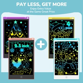 TECJOE LCD Writing Tablet Set, 8.5 Inch Colorful Doodle Board Drawing Tablet for Kids, Kids Travel Games Activity Learning Toys Birthday Gifts for 3-6 Year Old Boys Girls Toddlers Preschooler