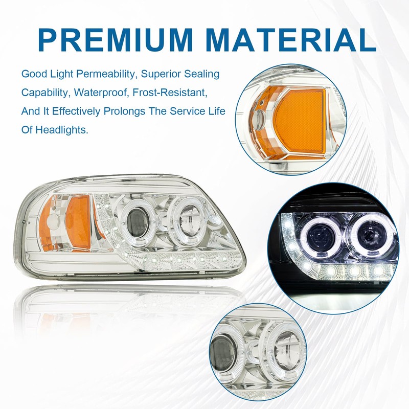 Fullux LED Headlights Compatible with 1997-2004 Ford F150 / 1997-1999