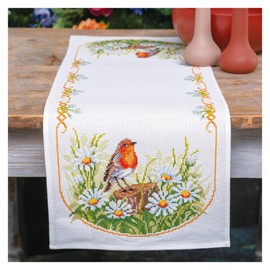 Vervaco Daisy and Robin Counted Cross Stitch Table Runner Set, Multi-Colour