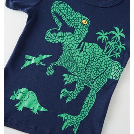 TEDD Boys' Short Dinosaur Pyjamas Set, Cotton, Two-Piece Summer Short Pyjamas, Children's Sleepwear, Size 1-12 Years, 01 Dinosaur