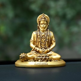Artarium Meditating Hanuman Idol for Car Dashboard Sitting Lord Hanuman Statue Home and Pooja Decor Hanuman Ji Murti Hanuman Balaji Idol for Car & Best Gift Item Size - 3.5 Inches (Pack of 1)