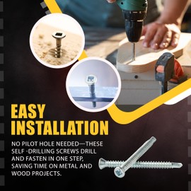 ASMC Industrial Pro Self-Drilling Screw 6-20 x 1 5/8" – Square Drive Trim Head - Zinc-Plated, Low Carbon Steel - Suitable for Metal and Wood Projects - Pack of 2500