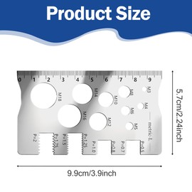 Stainless Steel Thread Gauge Set Bolt Measuring Caliper, Precision Screw Measuring Gauge Scratch-Resistant Thread Gauges Measurement Ruler for Bit Bolt Nut Screw Craft Industry and Home Use