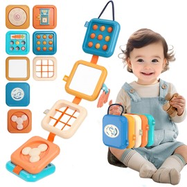 Afufu Baby Busy Board Montessori Toys for Kids Age 1+, Activity Cube Busy Sensory Travel Toy for Toddlers 1-3, Boy Girl Educational Developmental Early Learning Birthday Gifts for Fine Motor Skills