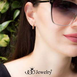 555Jewelry Stainless Steel Sparkly Huggie Open Hoop Earrings for Women and Girls, Metal, n. v.