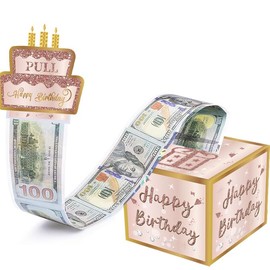 GEHENFRUCHT Money Gift, Happy Birthday Money Gifts Box Gift Box DIY Birthday Gift Packaging for Men, Women and Children (Pink-A)